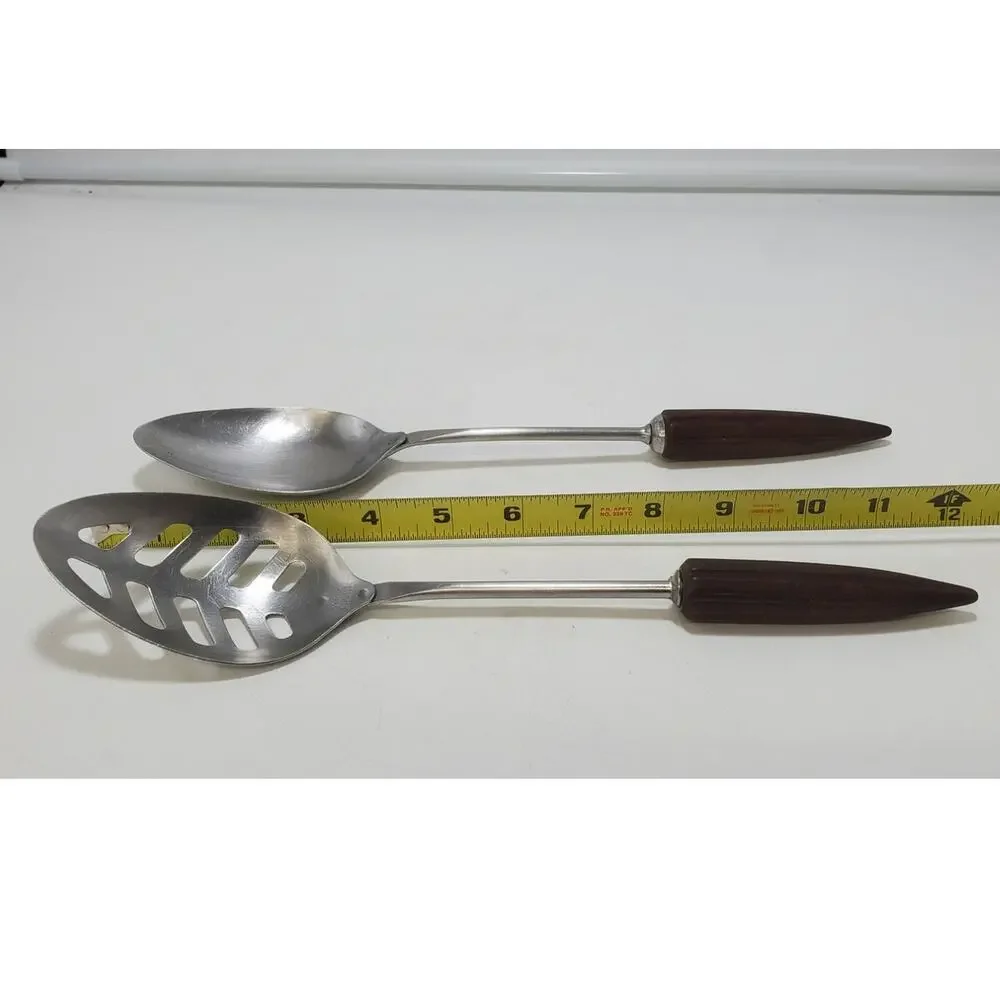 Vintage Androck BULLET Lg Serving/Cooking Spoons Brown Bakelite, Set of 2